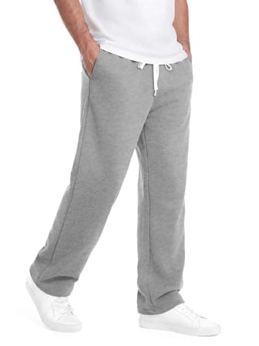 TUREFACE Baggy Sweatpants for Menâ Open Bottom, Straight Leg, Loose, Cotton, 2 Pockets, Lightflowergray-XXL - Image 1