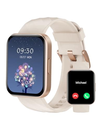 RUIMEN Smart Watches for Women Men (Answer/Make Calls) Compatible with iPhone/Android Phones, 1.85" HD Screen Fitness Tracker Heart Rate Monitor 100+ Sports Tracker Watch Waterproof (Milky White) - Image 1