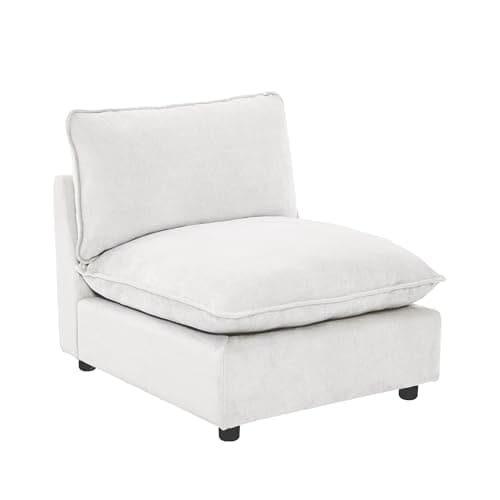 Iroomy Modular Sectional Sofa, Oversized Cloud Couch - Armless Single Sofa - White - Image 1