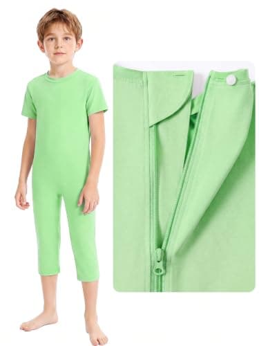 Anti-Removal Adaptive Bodysuit, Back-Zip One-Piece Care Jumpsuit, Tear-Resistant & Soft Stretch Fabric for Daily Support (Purple, 7-8)