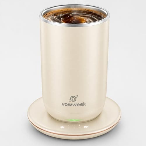 Self Stirring Heated Coffee Mug, 10 oz Auto Magnetic Mixing Cup, White