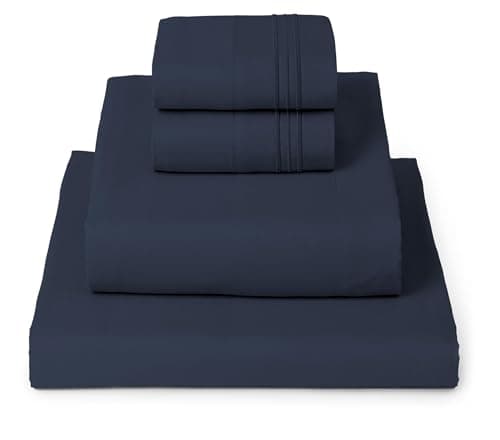 Mellanni Full Sheets Set - 4 PC Iconic Collection Bedding - Hotel Luxury, Extra Soft, Cooling Bed Sheets - Wrinkle, Fade, Stain Resistant (Full, Navy Blue) - Image 1