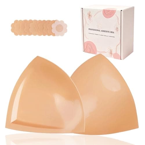 DEPOVOR Double-Sided Adhesive Bra Inserts, Large Size Lightly Padded for D+ Cups, Reusable Lifting Enhancers for Large Busts Beige - Image 1