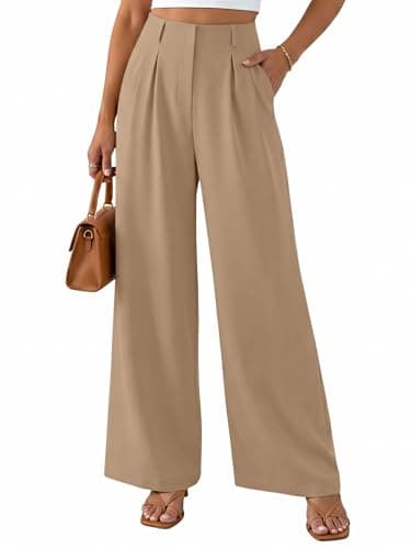 NIMIN High Waisted Wide Leg Dress Pants for Women,Coffee,XL - Image 1