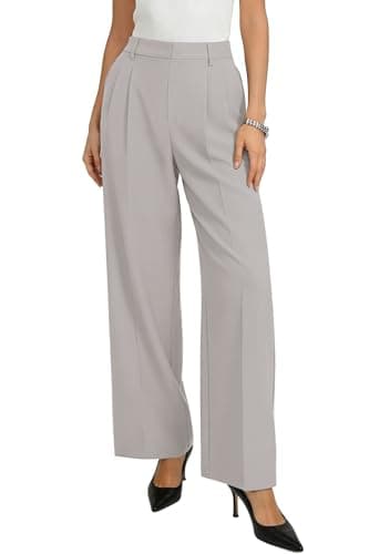 GRACE KARIN Business Casual Pants for Women Wrinkle Free Palazzo Wide Leg Pants with Pockets Travel Outfits Taupe X-Large - Image 1