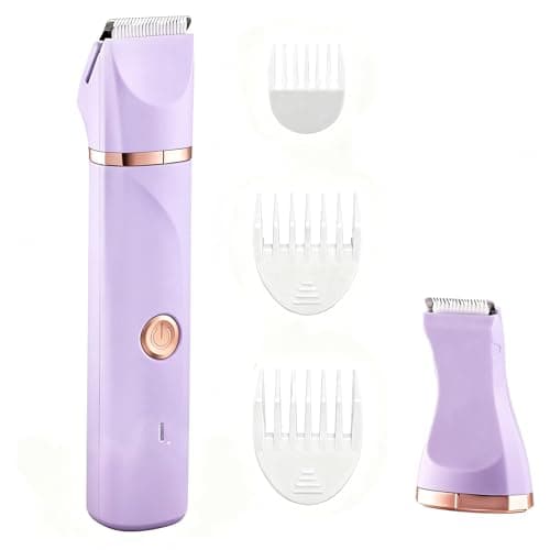 Bikini Trimmer for Women,Painless Electric Razor & Body Shaver for Pubic Hair,IPX7 Waterproof Hair Trimmer Women with Ceramic Blades,USB Rechargeable,Wet/Dry Use,Gifts for Women(Light Purple) - Image 1