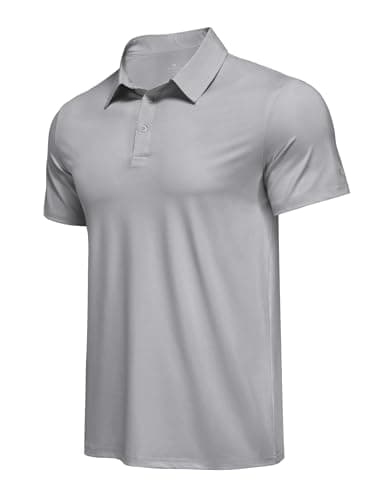 PINSPARK Mens Polo Shirt Moisture Wicking Golf Shirts for Men Performance Casual Collared Shirt Quick Dry Regular Fit Polos Grey - Image 1