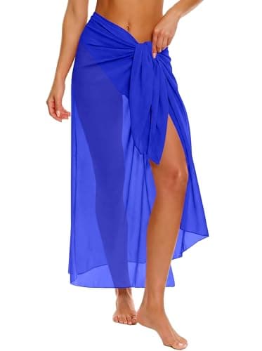 ANRABESS Women Sarong Wraps Swimsuit Coverup Long Sheer Swimwear Bathing Suit Cover Ups Skirt 2026 Beach Vacation Clothes Royal Blue - Image 1