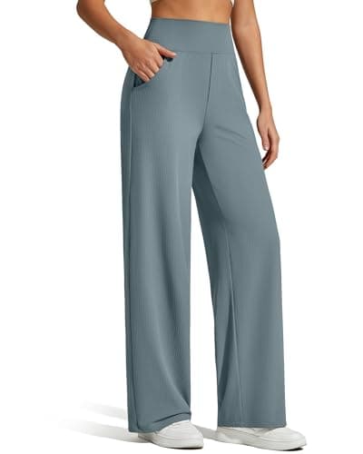 G4Free Women Lounge Pants with Pockets Breathable Yoga Sweatpants Wide Leg Scrub Pants Travel Casual (Gray Blue,XL,Petite) - Image 1