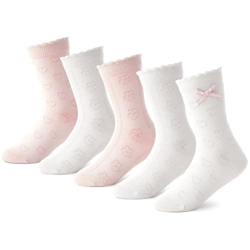 BISOUSOX Ruffle Socks for Girls Socks 6-8 Years Old White Cute Crew Frilly Ruffled Kids School Dress Sock for Girls 8-10 12 - Image 1