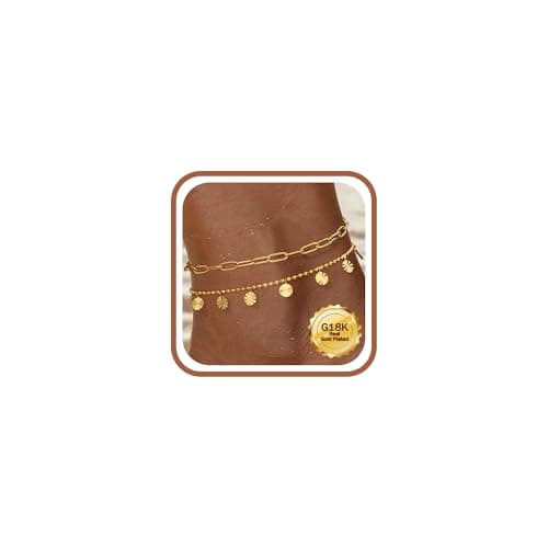 QOBEBOTA Gold Anklet for Women 18K Gold Plated Stainless Steel Non Tarnish Waterproof Ankle Bracelet Summer Beach Trendy Foot Jewelry - Image 1