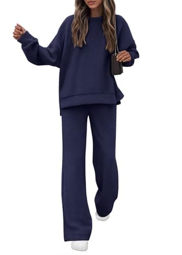 KIRUNDO Matching Sets Women Clothing Sweatsuits 2 Piece Outfit Sweat Set 2026 Fall Lounge Sets Airport Travel Tracksuit(Navy, XX-Large) - Image 1