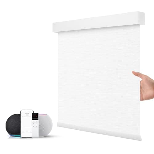 ZSTARR Motorized Blackout Window Blinds Customize Width(21-97 in) Remote Control Wireless and Rechargeable Roller Shades Blinds for Windows, Office,Home, Hotel, Club, Restaurant (Full Blackout White) - Image 1