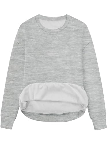 STOLKISS Cute Sweatshirt for Women Grey Fleece Lined Sweatshirts Crew Neck Casual Long Sleeve Fall Pullover Thicken Tops 2026 - Image 1