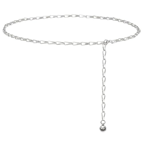 WHIPPY O-Ring Metal Waist Chain Belt Women Fashion Adjustable Body Link Belts for Jeans Dresses, Silver Link M - Image 1