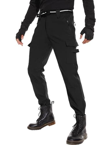 MOURCE Cargo Ski Pants for Men Warm - Cold Weather Outdoor Work Mens Hiking Pants Black - Image 1