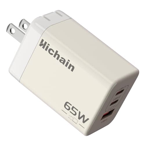 Hichain 65W USB C Charger Block, 3in1 Cell Phone Wall Chargers Fast Charging Retractable Phone Charger, Wall Plug Compact Portavle USB Block Multiple Ports for iPhone 17 Android MacBook Galaxy - Image 1