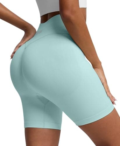 BRXL 4.5" Biker Shorts for Women Gym Scrunch Butt Lifting Seamles Workout Running Athletic Yoga Summer Spandex Casual Pale Aqua S - Image 1