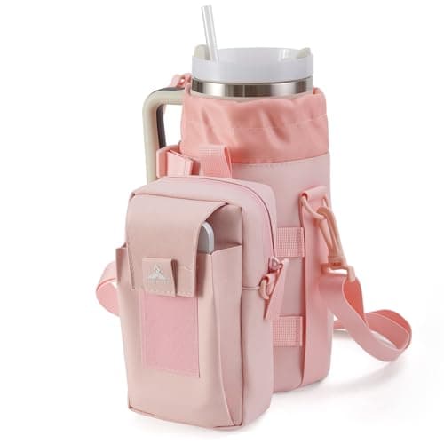 Nefeeko Magnetic Water Bottle Bag, Bottle holder for Gym – Detachable 2-in-1 Design | Fits 40OZ Bottles | Durable Oxford Fabric | Ideal for Fitness/Golf/Tennis/Hiking (Pink) - Image 1