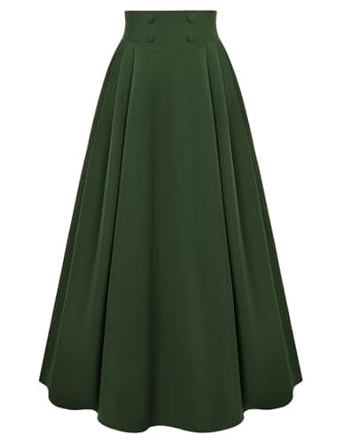 Scarlet Darkness Long Skirts for Women Maxi High Waisted A Line Skirt Renaissance Skirt with Pocket Green M - Image 1