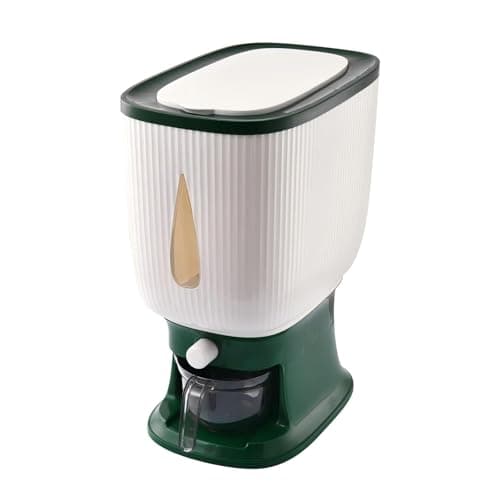ZuoCheng rice dispenser 22-pound, kitchen pantry household sealed moisture-proof measuring cup rice storage container, suitable for kitchen storage room organization - 1 piece - green - Image 1