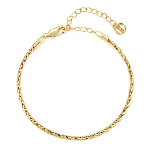 Cicy Bell 18k Gold Plated Bracelets for Women Trendy Dainty Stackable Square Star Wave Bamboo Curb Snake Heart Paperclip Figaro Mirror Chain Link Bracelet Sets Minimalism Accessories Gifts - Image 1