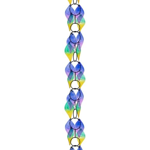 dreamysoul Rain Chains for Outside, 7.87FT Adjustable Glass Rain Chain, Colorful Leaf Rain Catcher Chains for Gutters Downspout, Eaves, Drainage