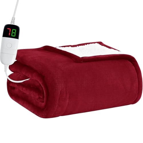 BOMOVA Heated Electric Throw Blanket - 50" x 60" Heating Blanket with 10 Heating Levels & 8 Hours Auto Off, Warm Flannel Blanket, Christmas Birthday Gifts for Women - Image 1