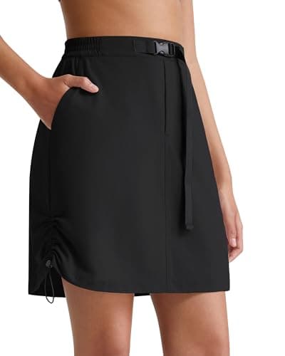 G4Free Black Hiking Skirts for Women with Pockets Elastic High Waisted Cargo Skirt Golf Athletic Casual Breathable(Black,M) - Image 1