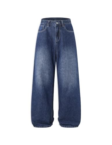 Aelfric Eden Wide Leg Jeans for Women Straight High Waisted Casual Loose Washed Y2K Baggy Boyfriend Jeans Denim Pants Dark Blue 34 - Image 1