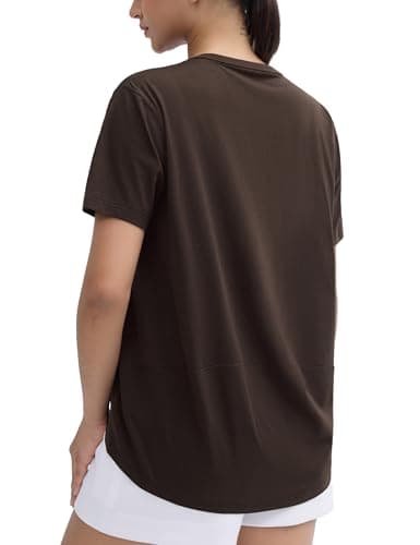 THE GYM PEOPLE Women's Loose Fit Workout T-Shirts V Neck Short Sleeve Running Yoga Lounge Tee Tops Brown - Image 1