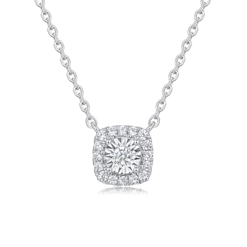 Sytaehi Sterling Silver Radiant Cut Lab Grown Diamond Halo Pendant Necklace, Chain Included,Chain Included,ideal gift for anniversaries, birthdays, or any milestone celebration - Image 1