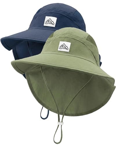 Toddler Baby Sun Hat UPF 50+ Kids Summer Outdoor Sun Hats for Boys Girls Beach Fishing Hat Age 0-8 Years (US, Age, 8 Years, 15 Years, Military Green+Navy Blue) - Image 1