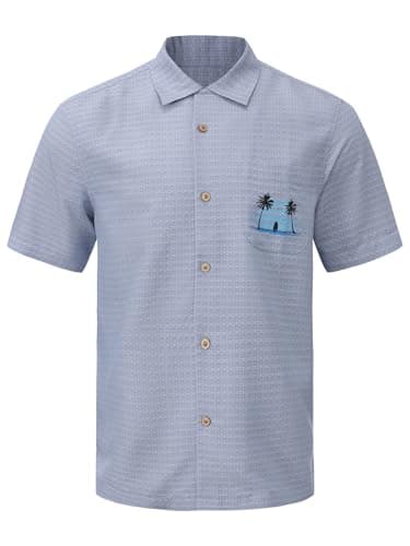 Havana Breeze Mens Hawaiian Shirt Short Sleeve Plaid Beach Shirts Casual Relaxed-Fit Print Camp Shirts Purple XXL - Image 1