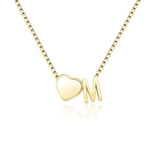 BAYLAY Mothers Day Gifts for Women Mom Grandma Daughter, Gold Initial Necklaces for Women Teen Girls 18K Gold Plated Letter M Initial Necklace Heart Necklace Gold Necklaces Jewelry Birthday Gifts - Image 1