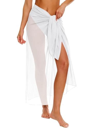 ANRABESS Women Sarong Wraps Swimsuit Coverup Long Sheer Swimwear Bathing Suit Cover Ups Skirt 2026 Beach Vacation Clothes White - Image 1