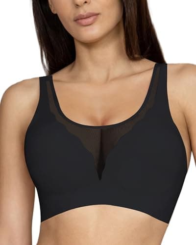 MOVINUN Push Up Bra Wireless Seamless Black Sleep Bralette Comfort Support Sexy No Underwire Padded Invisible Back Smoothing T-Shirt Bras Underoutfit - Image 1