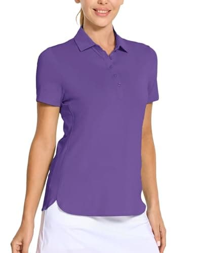 M MAELREG Womens Golf Shirt Short Sleeve Casual Lightweight Quick Dry Collared Tennis Polo Shirts for Women Purple - Image 1