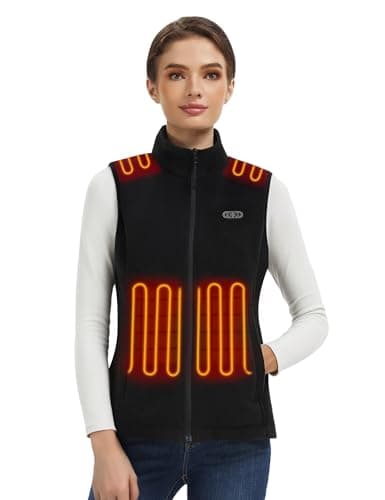 ELTENA Professional Women's Heated Vest with 20000mAh Battery equipped with Flashlights (US, Alpha, Small, Regular, Regular, Black Fleece Vest) - Image 1