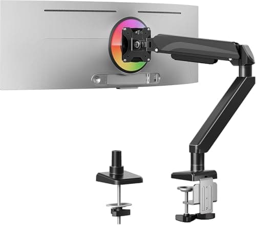 MOUNTUP Heavy Duty Single Monitor Arm for 42 40 39 34 32 27Inch Screens, Monitor Stand for Desk Supports 4.4-33 lbs, Height Adjustable Ultrawide Monitors Mount with C-Clamp & Grommet Base - Image 1