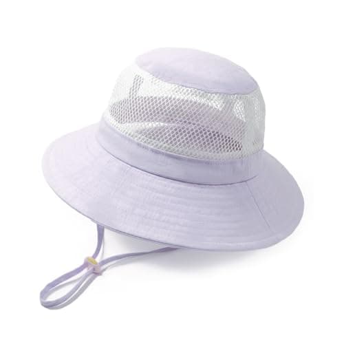 Kids Sun Hat UPF 50+ Summer Bucket Hat Lightweight Outdoor Beach Hat Adjustable for Boys Girls Purple - Image 1