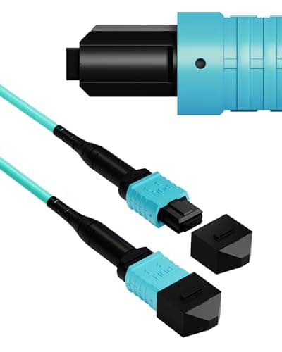 VANDESAIL MPO to MPO Fiber Patch Cable, OM3 TypeB 12Cores Fiber Cable 10GB Multimode LSZH MTP Compatible -for QSFP Transceiver 3FT/0.9M - Image 1