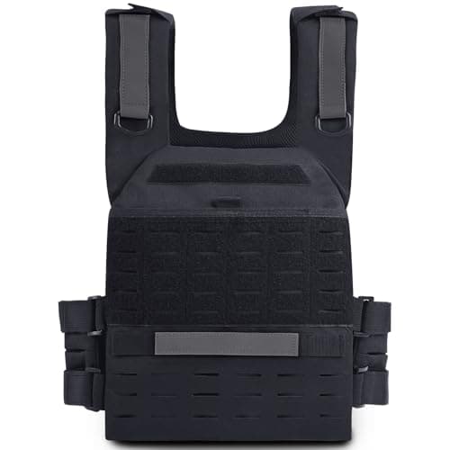 Tactical Weighted Vest with Reflective Stripe, Adjustable Weights Training Running Vest Molle for Strength Training Running Strength and Endurance, Weighted workout Vest for Men - Image 1