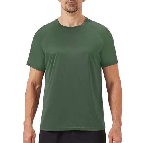 BOOJO Workout Mens Shirts - Casual Green Quick Dry Moisture Wicking T-Shirts Crew Neck Short Sleeve for Gym Athletic Running - Image 1