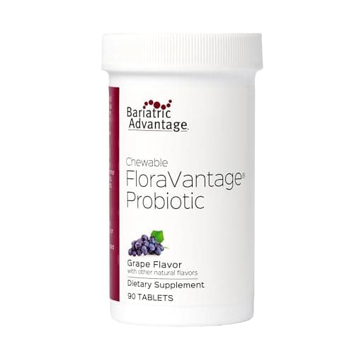 Bariatric Advantage Chewable FloraVantage Probiotic - 10 Billion CFUs - Probiotic Supplement - Supports Gut Health & Immune System* - Vegetarian & Gluten-Free - Grape Flavor - 90 Count - Image 1