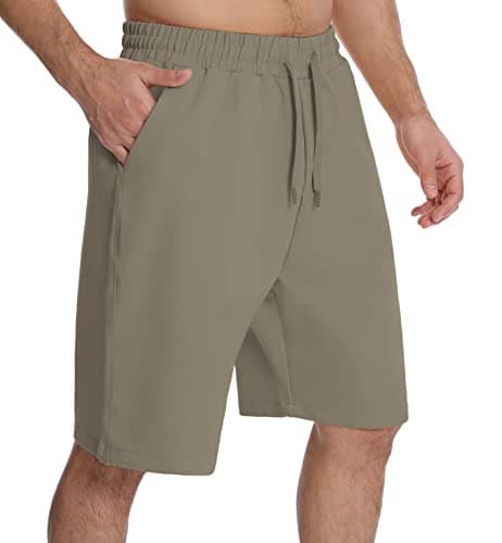 THE GYM PEOPLE Men's Lounge Shorts with Deep Pockets Loose-fit Jersey Shorts for Running,Workout,Training, Basketball Grey Brown - Image 1