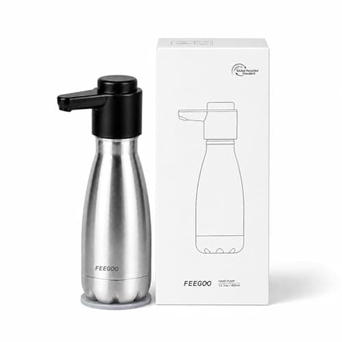 FEEGOO Stainless Steel Countertop Soap Dispenser, 13.53 fl oz Refillable Hand Soap, Dish Soap and Lotion Pump Bottle with Non-Slip Pad for Kitchen Sink and Bathroom - Image 1