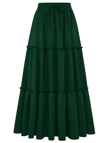 Arolina Women's Skirts Casual Pleated Skirts 2026 Trendy Long Midi Skirts Halloween Chirsmas Fashion Fall Outfit XL Dark Green