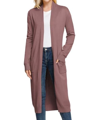 GRACE KARIN Cardigan Sweaters for Women Lightweight Open Front Cardigans Casual Spring Outfits with Pockets 2026 Dark Pink - Image 1