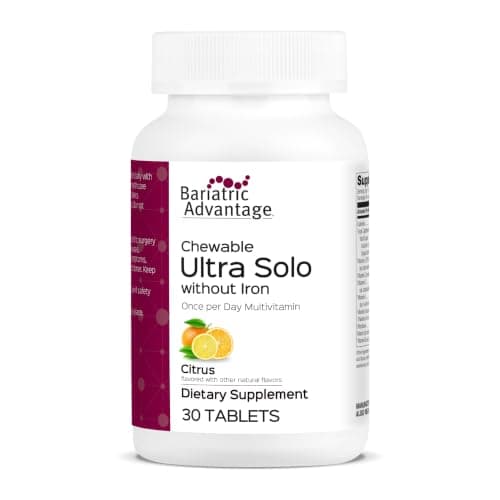 Bariatric Advantage Chewable Ultra Solo Without Iron - Once-Per-Day Daily Multivitamin - for Bariatric Surgery Patients - Thiamin, Vitamin A & More - Gluten-Free - Citrus - 30 Count - Image 1